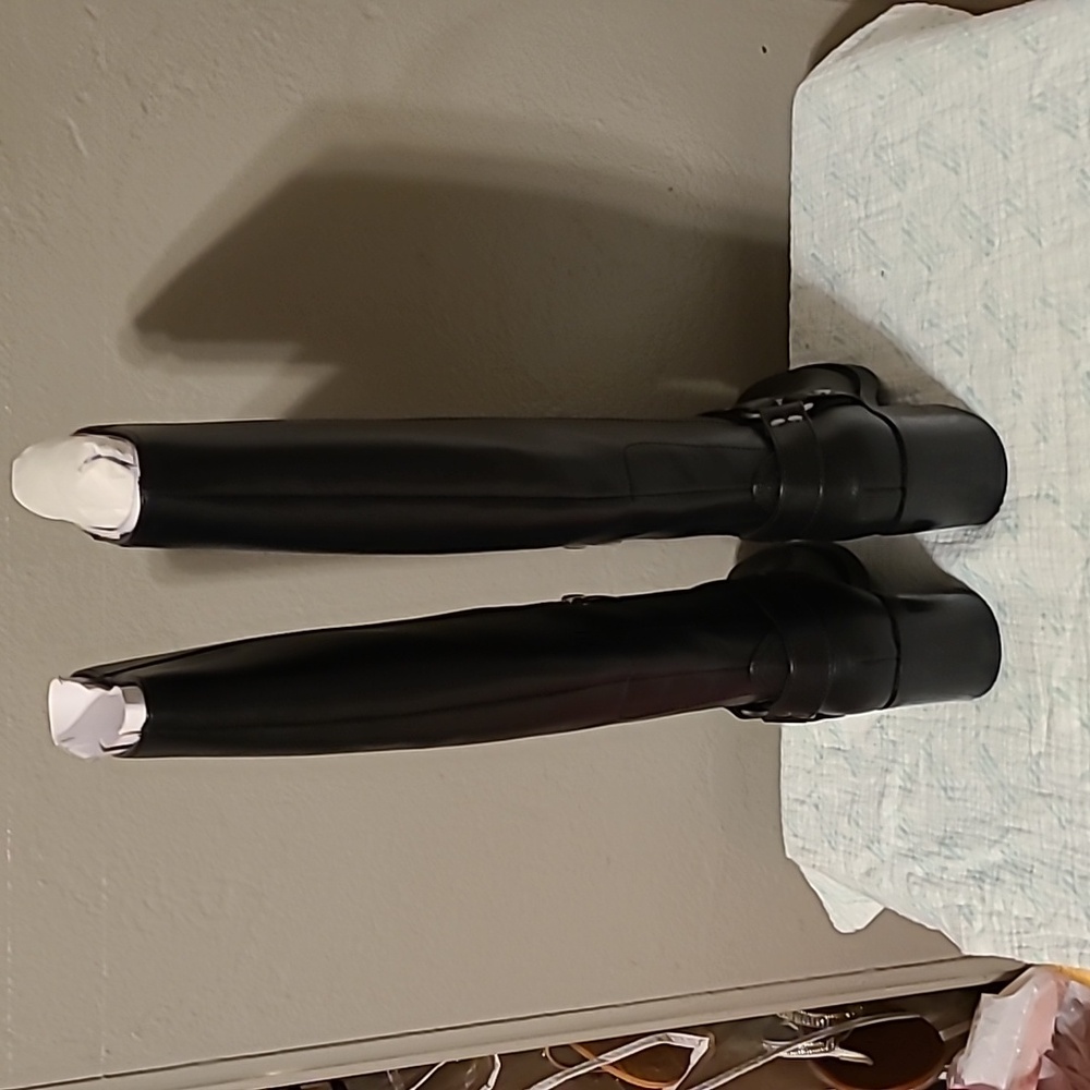 Nine West Koop 3 women's size 5.5M Faux Leather tall knee-high boots NIB Black - Picture 5 of 10
